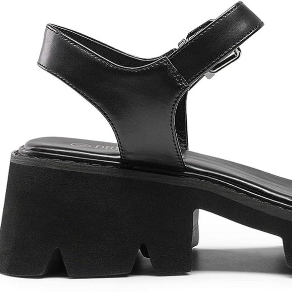 Dream Pairs Lug Sole Low Platform Chunky Block Heel Sq. Toe Ankle Strap Sandal 8 - Picture 10 of 12
